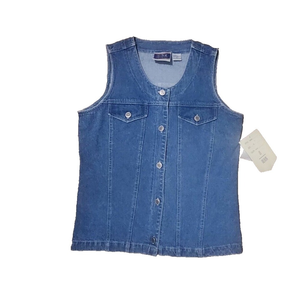 Vintage Bill‎ Blass Denim Vest Women's Size Small 100% Cotton Button Up NEW